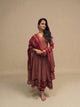 Cotton Printed Anarkali Kurta Set with Dupatta - Rust