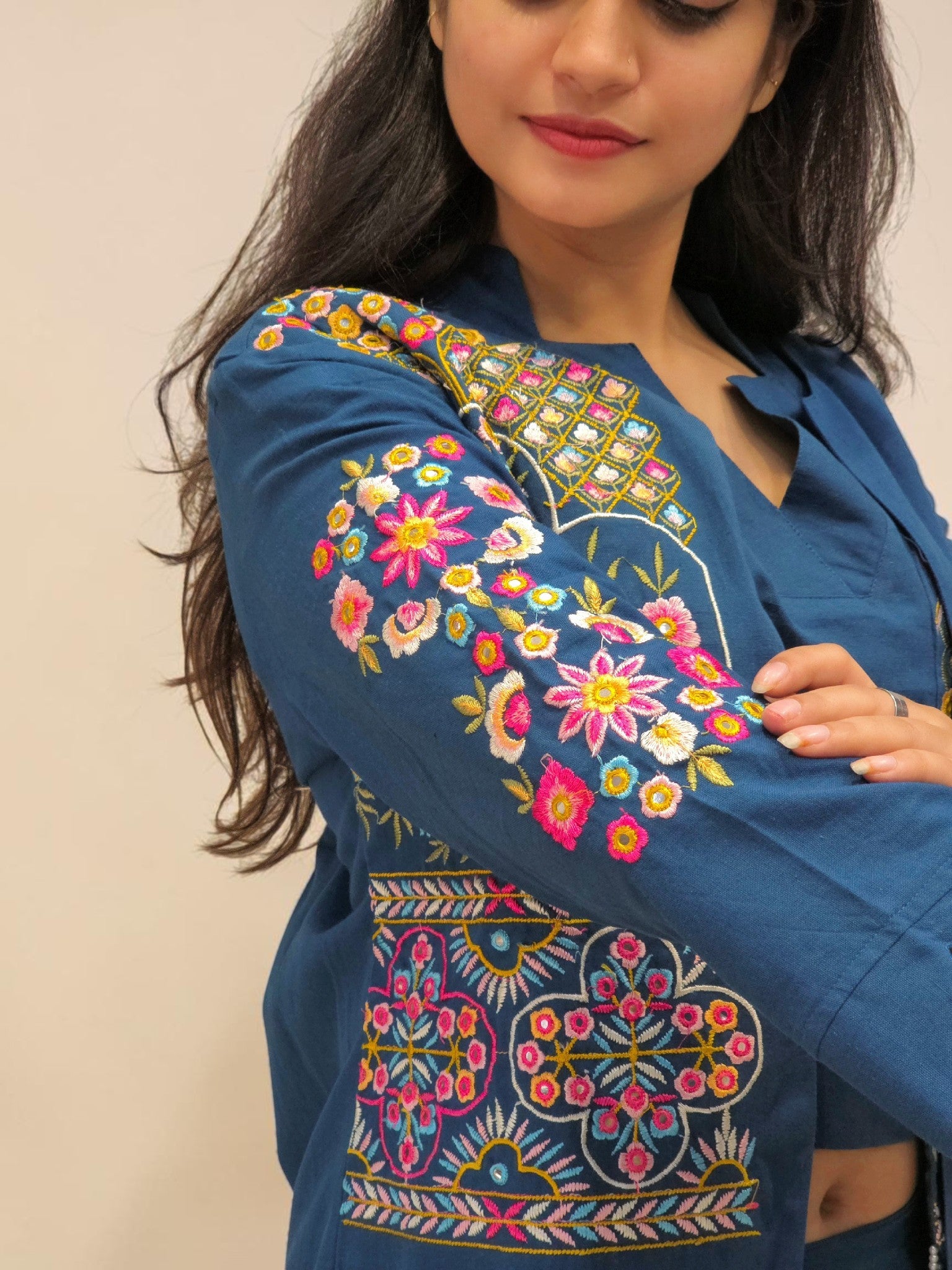 side view of Elegant Blue Summer Wear Cord Set