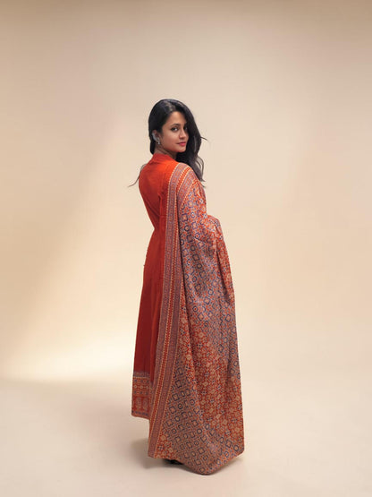 Elegant ethnic Ajrakh printed cotton kurta set