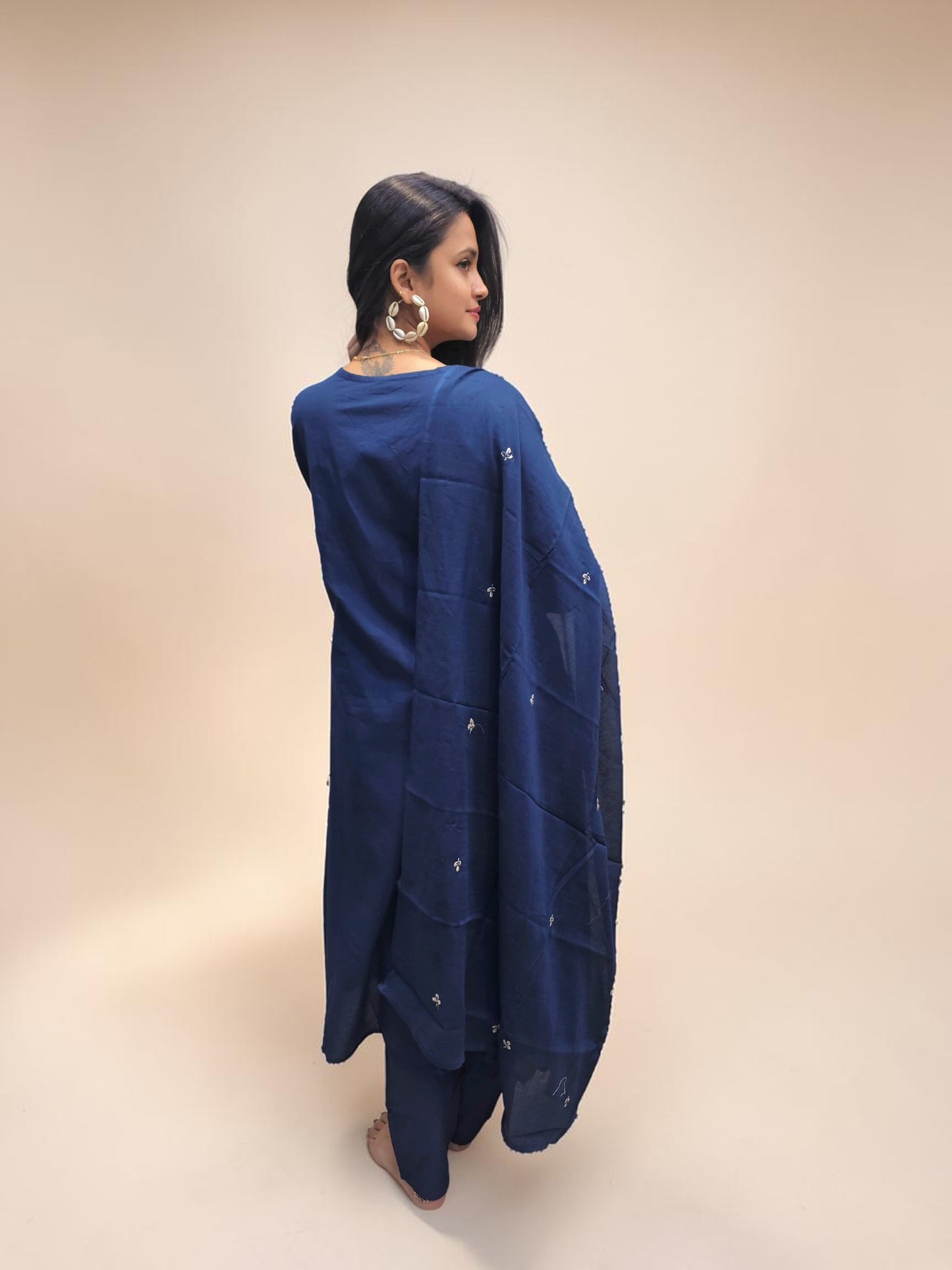 Stylish blue kurta pant set with dupatta ethnic outfit