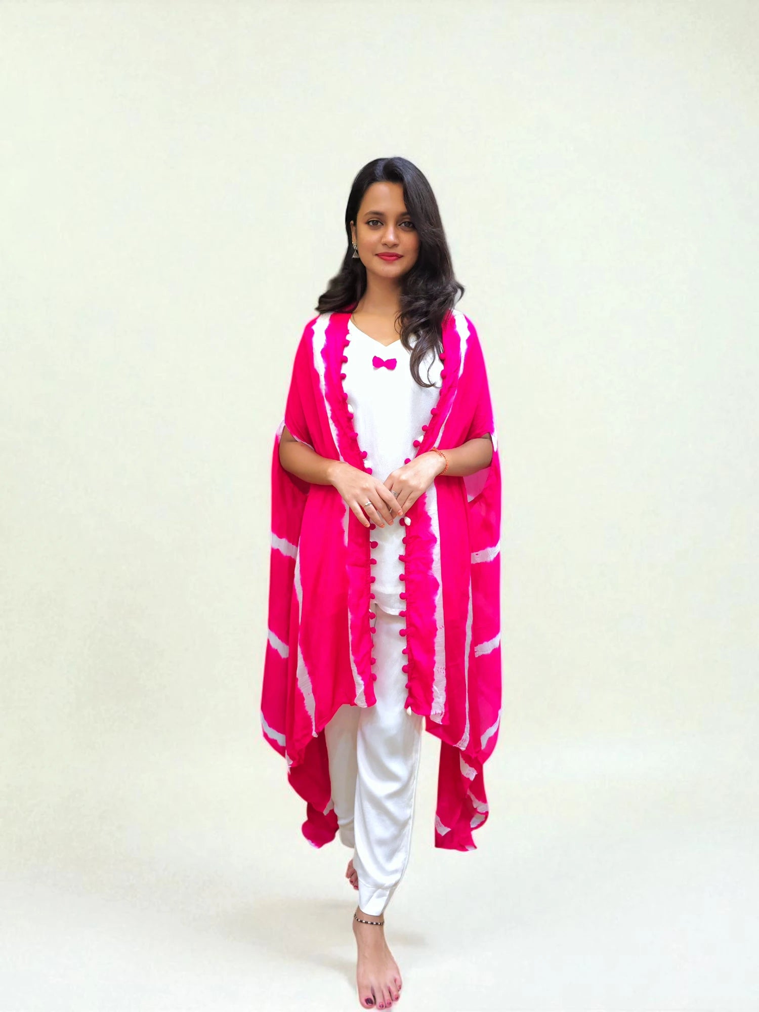 Designer Indo-Western Leheriya dress for parties and functions