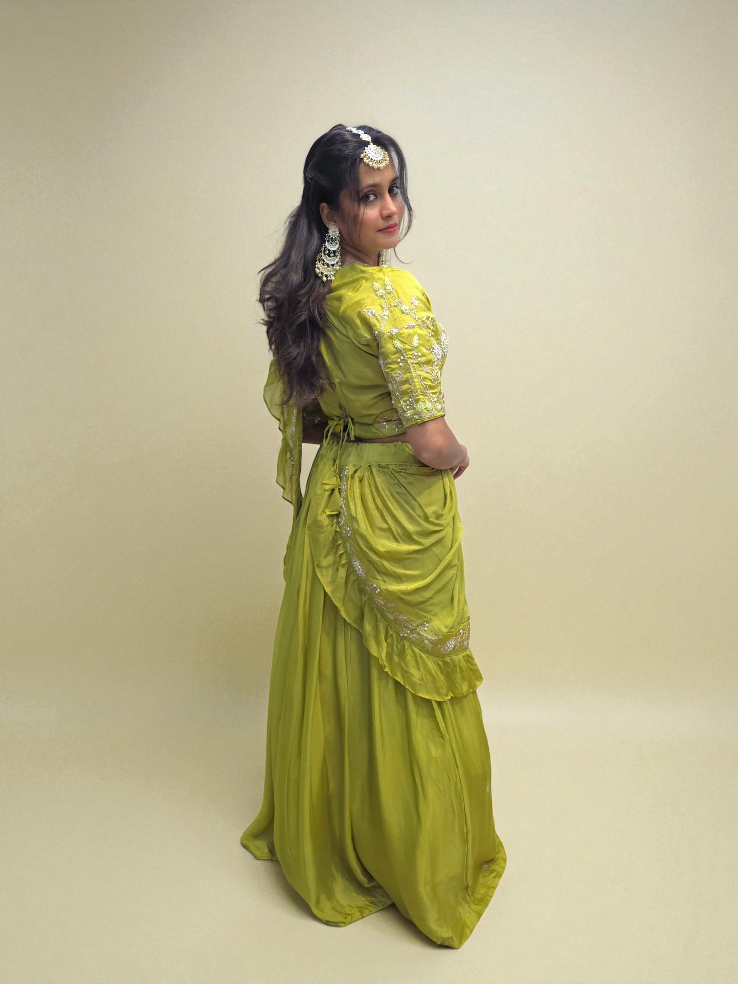 Traditional crop top skirt set for wedding functions – Ambika Boutique