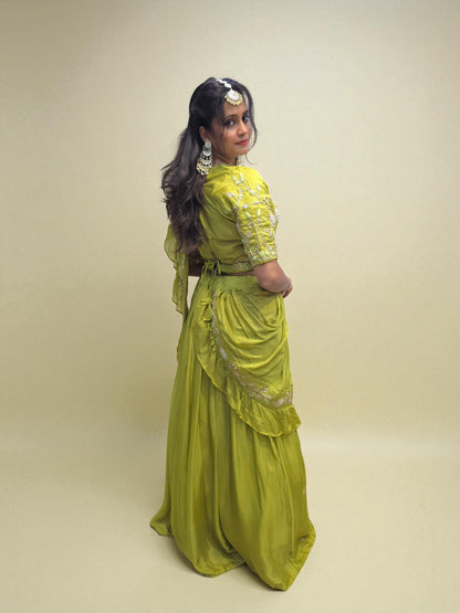 Traditional crop top skirt set for wedding functions – Ambika Boutique