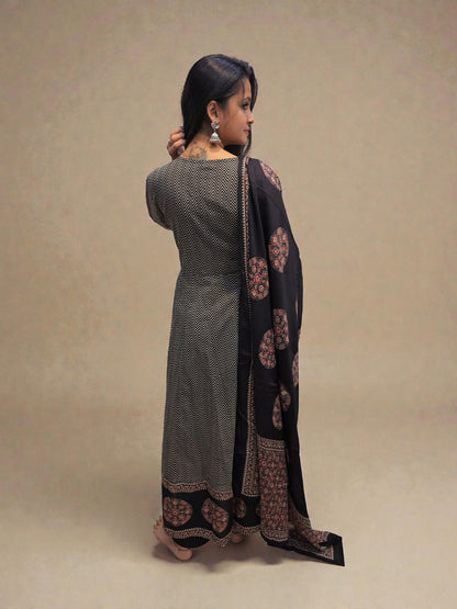 Traditional printed cotton anarkali suit for women