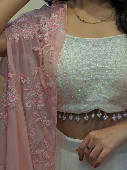 Wedding Wear Indo Western Set with Pink Shrug