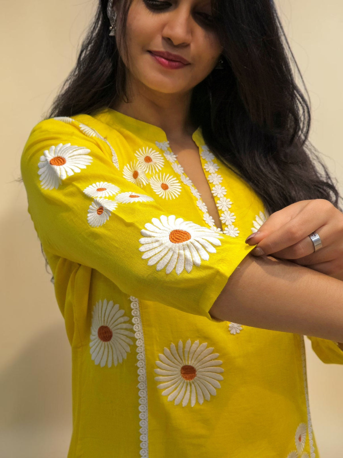 Yellow Mul Cotton ethnic cord set for summer wear