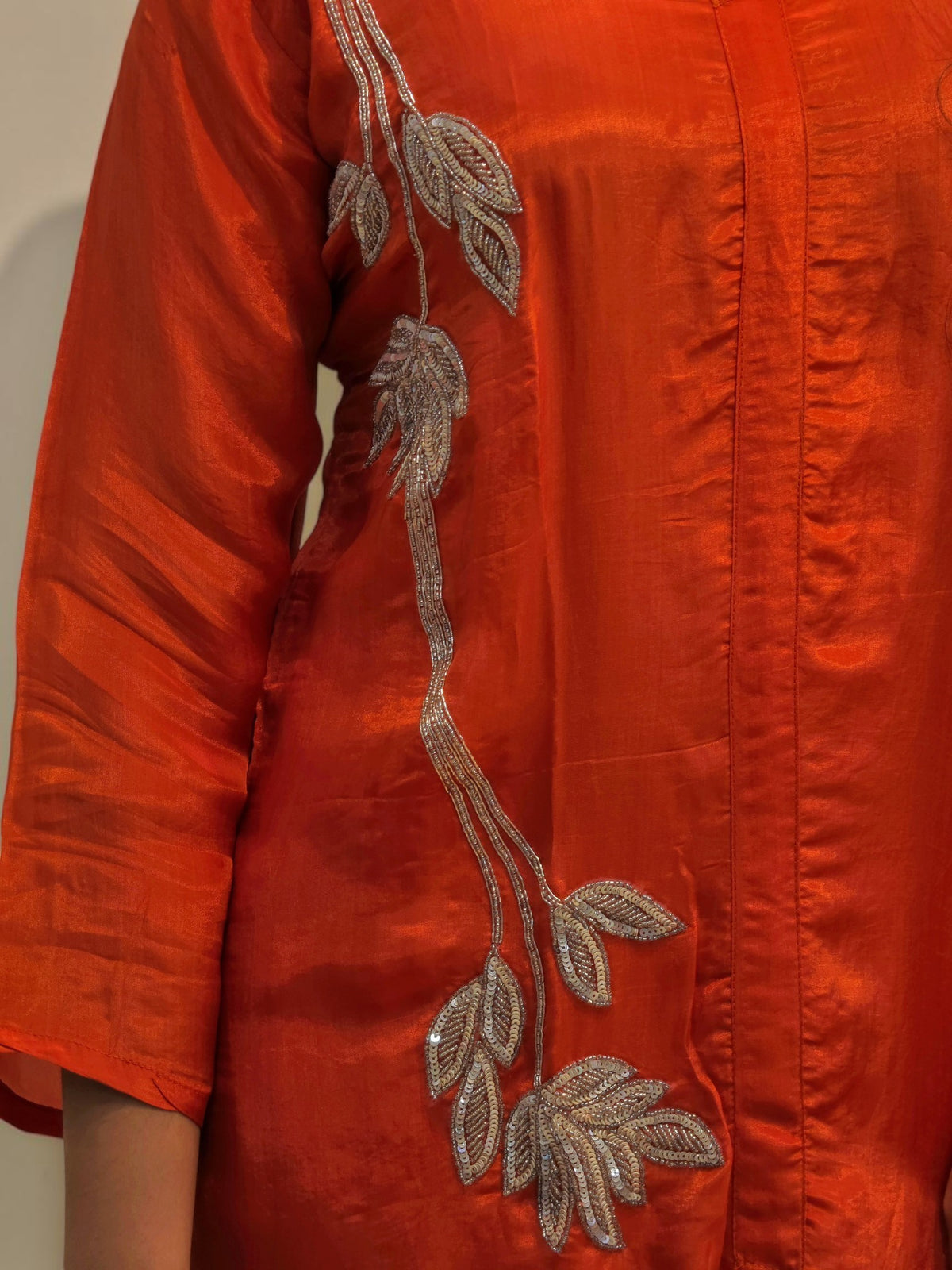 Rust orange festive cord set for Diwali celebrations