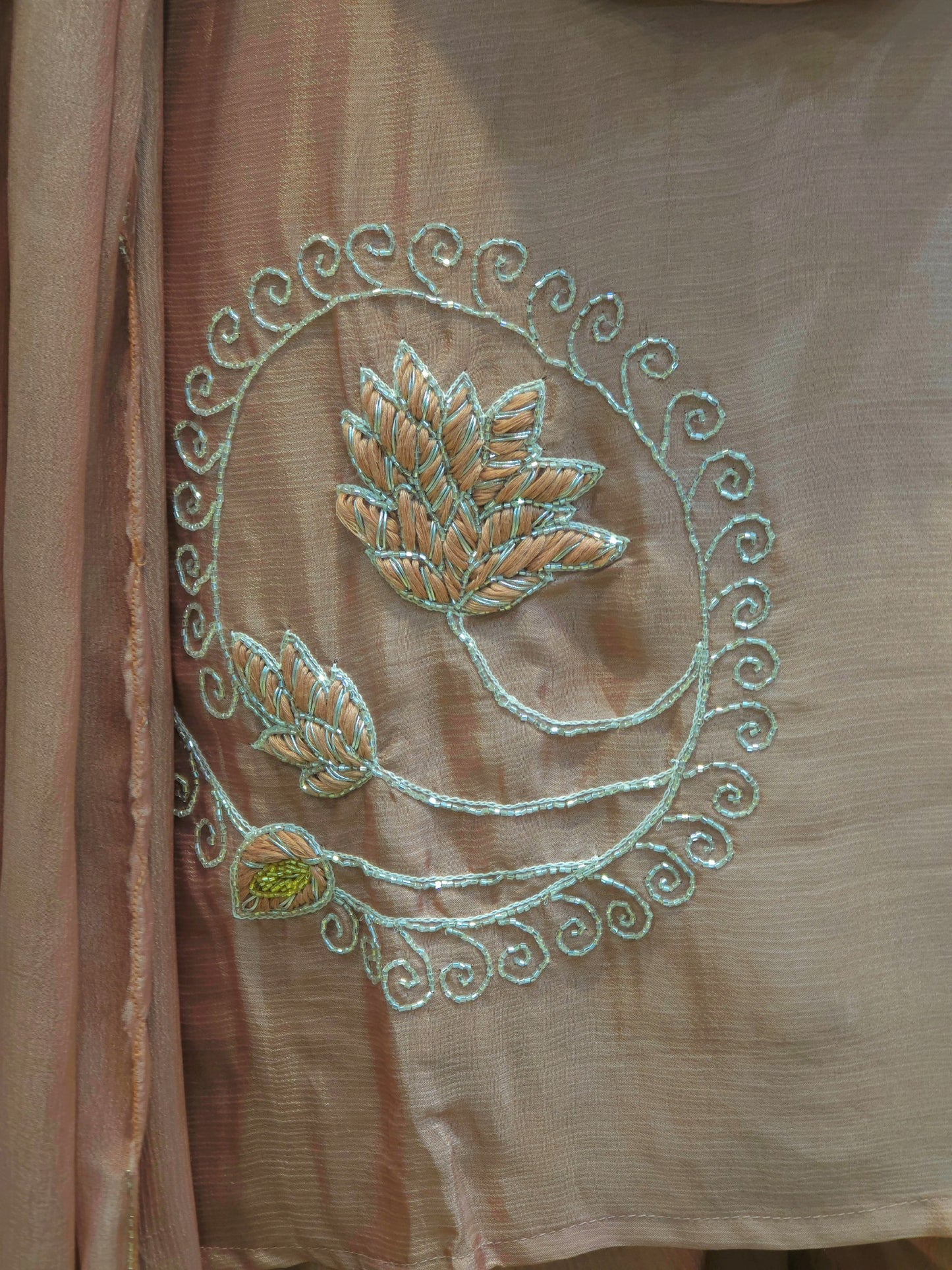 close up of Designer Chocolate Chinnon Palazzo Outfit