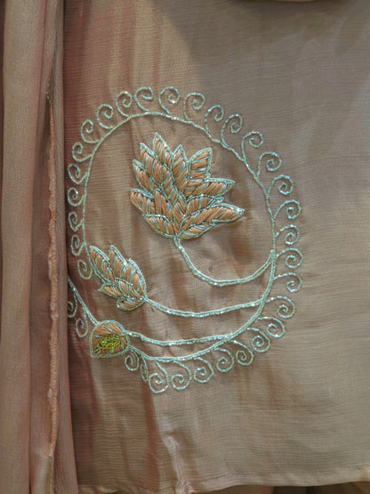 close up of Designer Chocolate Chinnon Palazzo Outfit