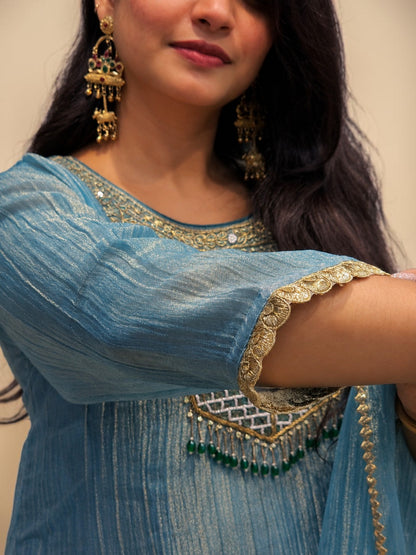 Alia Designer Blue Ethnic Suit with Dupatta