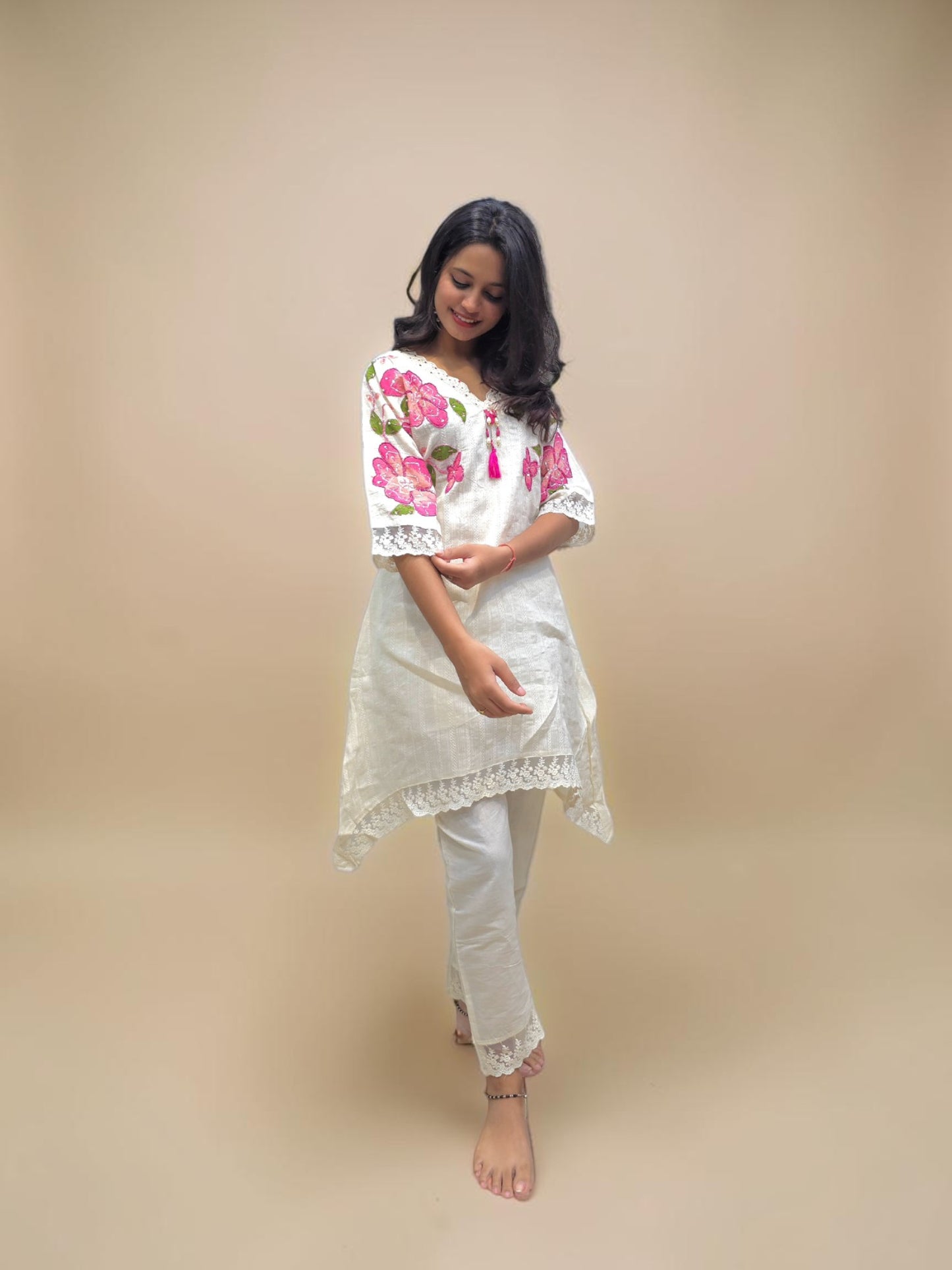 Handcrafted Kora Cotton Kurta Set – Stylish & Comfortable