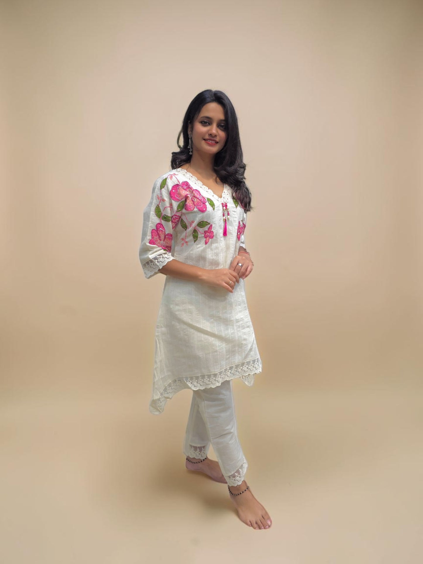 Handcrafted Kora Cotton Kurta Set – Stylish & Comfortable