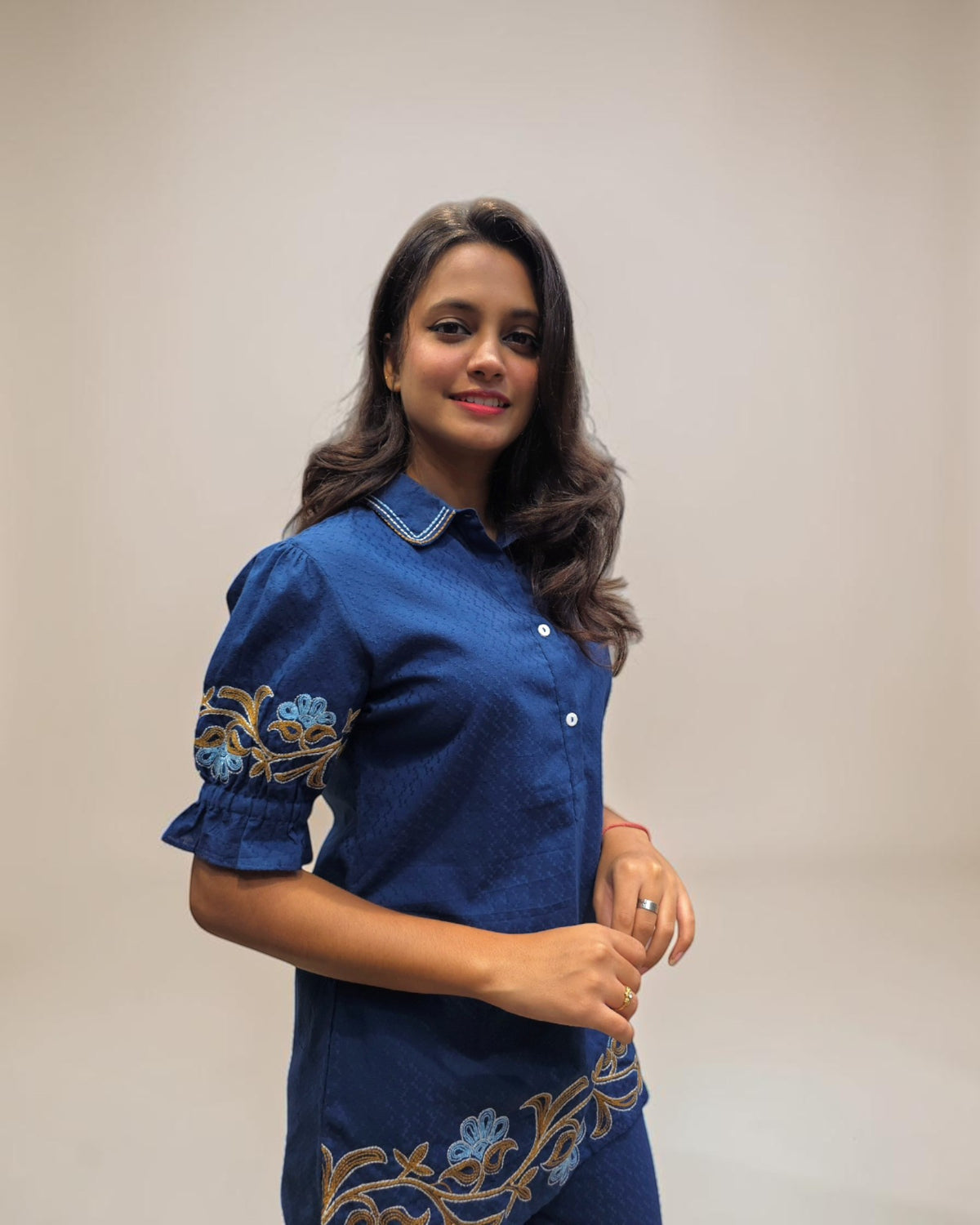 Designer Blue Embroidered Co-ord Set for Women