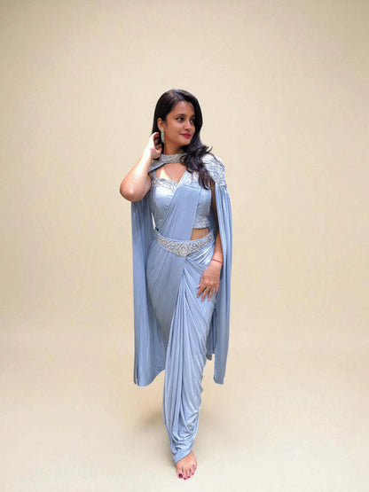 Designer Blue Ready to Wear Saree | Party Wear