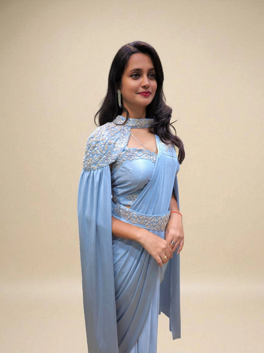 Designer Blue Ready to Wear Saree | Party Wear