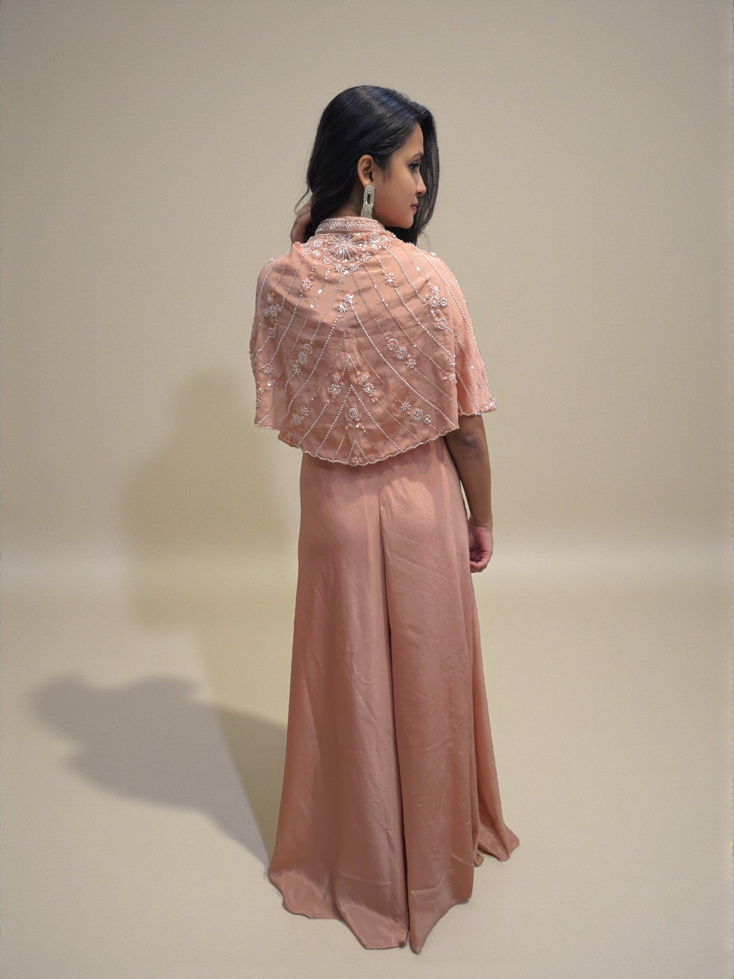 Handwork Crop Top Palazzo with Short Shrug