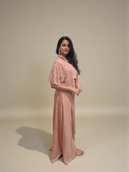 Handwork Crop Top Palazzo with Short Shrug