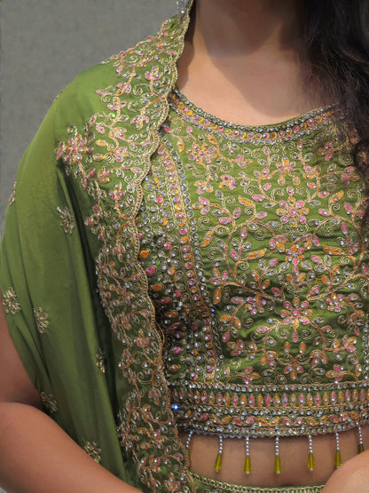 Designer Crop Top Dhoti Skirt with Shrug | Indo- Western