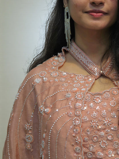 Handwork Crop Top Palazzo with Short Shrug