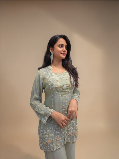 Designer Bustier Cord Set - Green