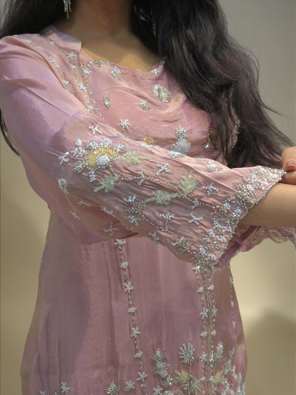 Designer Bustier Cord Set - Pink