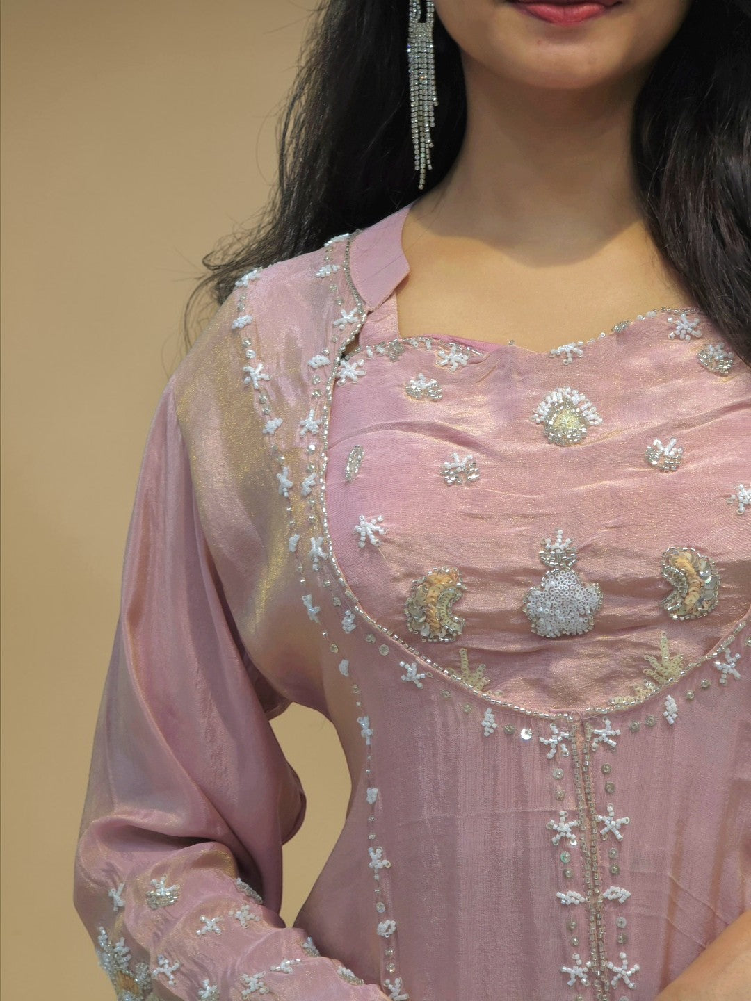 Designer Bustier Cord Set - Pink