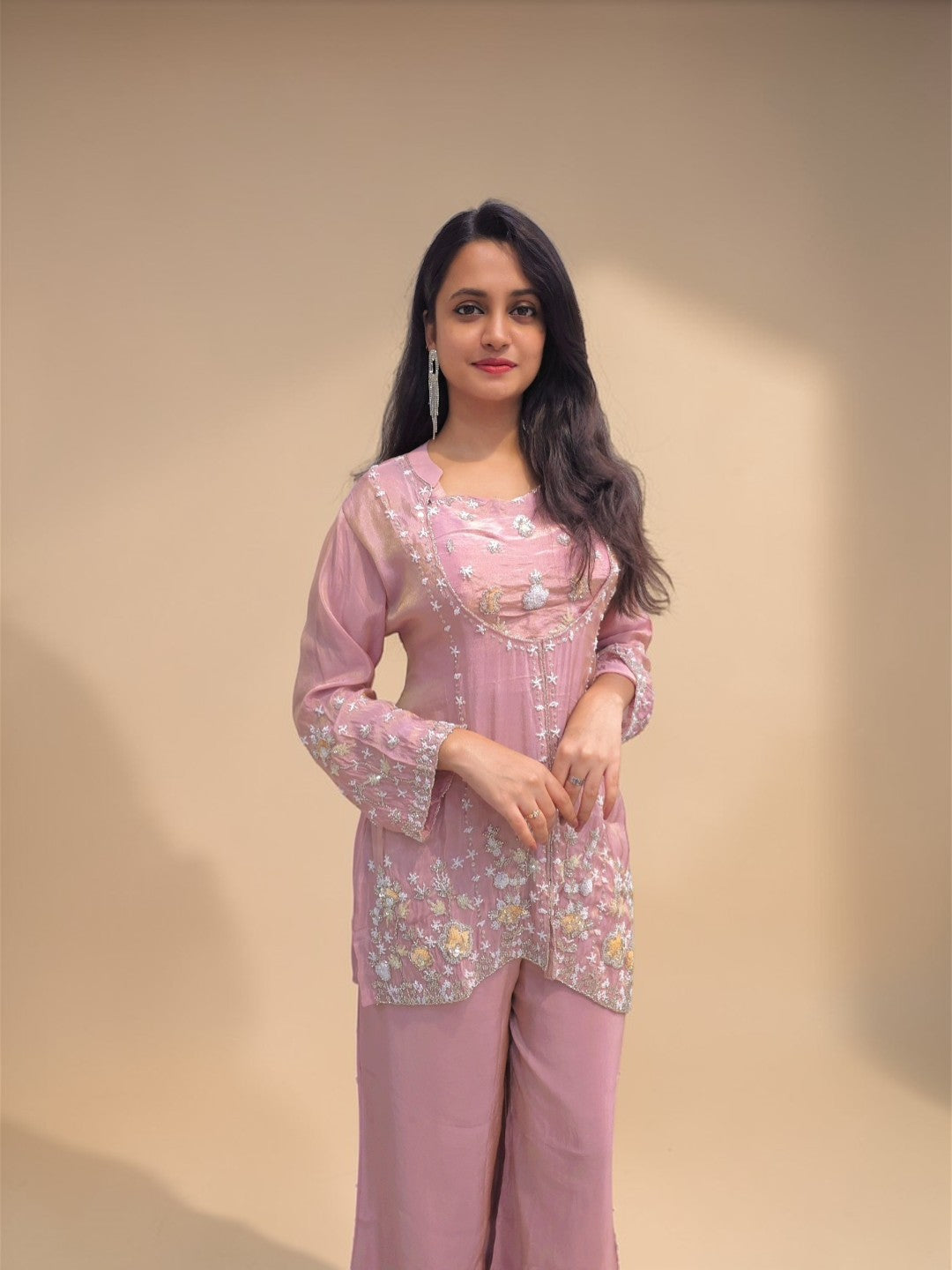 Designer Bustier Cord Set - Pink