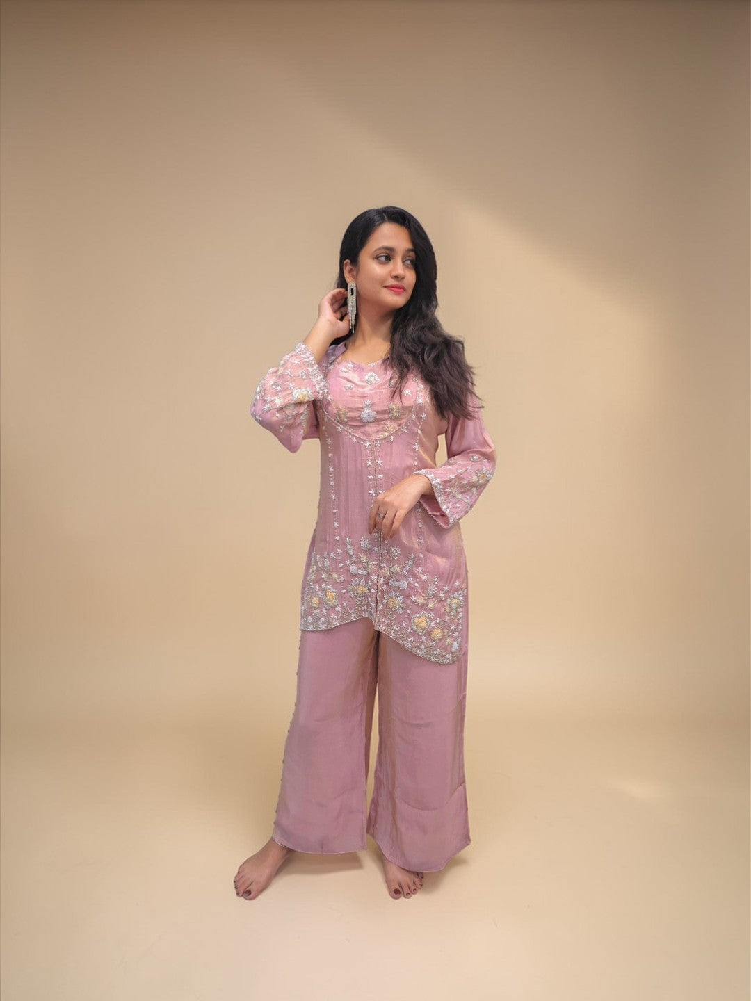 Designer Bustier Cord Set - Pink