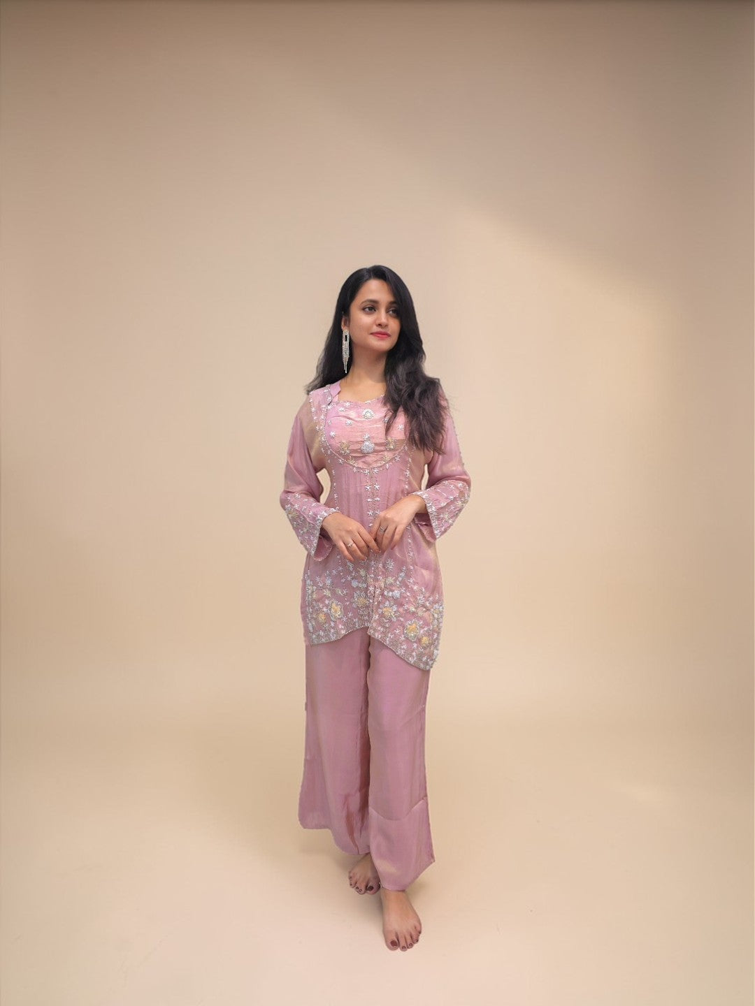 Designer Bustier Cord Set - Pink