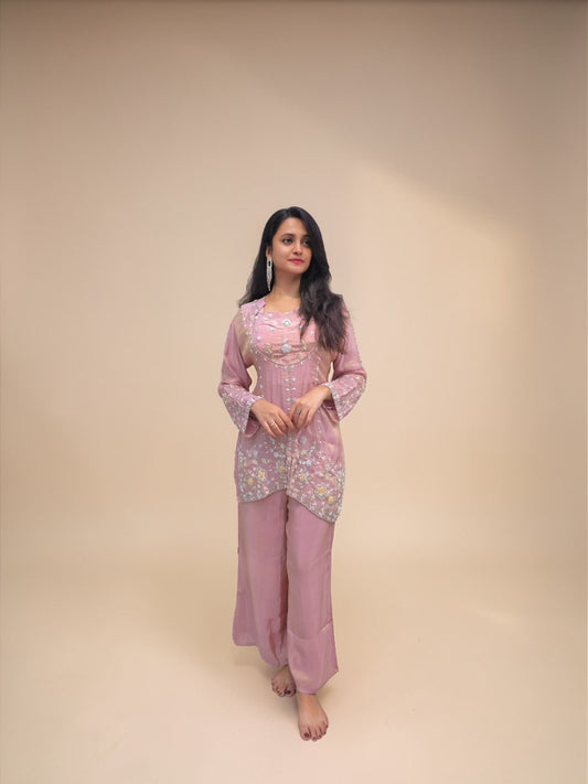 Designer Bustier Cord Set - Pink