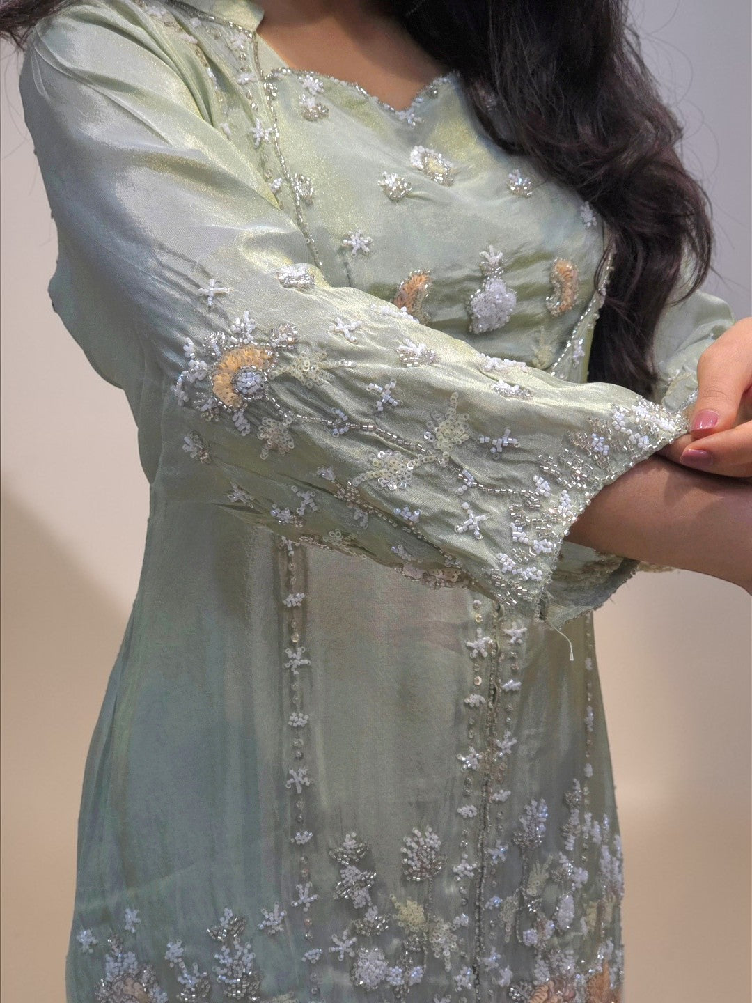 Designer Bustier Cord Set - Green