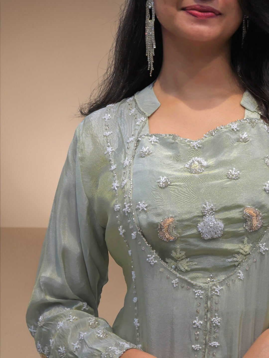 Designer Bustier Cord Set - Green