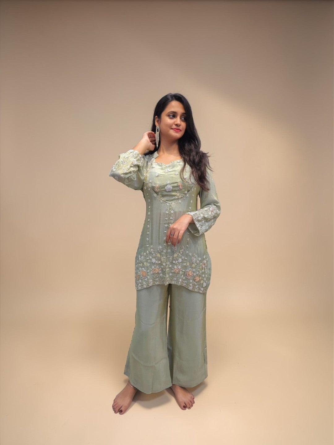 Designer Bustier Cord Set - Green