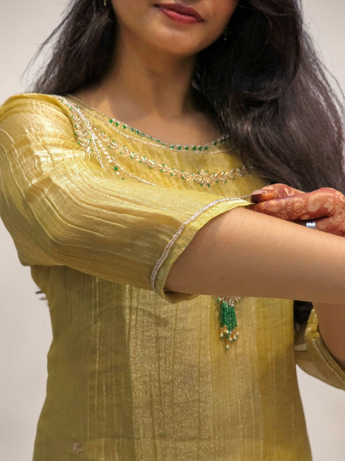 Designer Olive Green Ethnic Cord Set