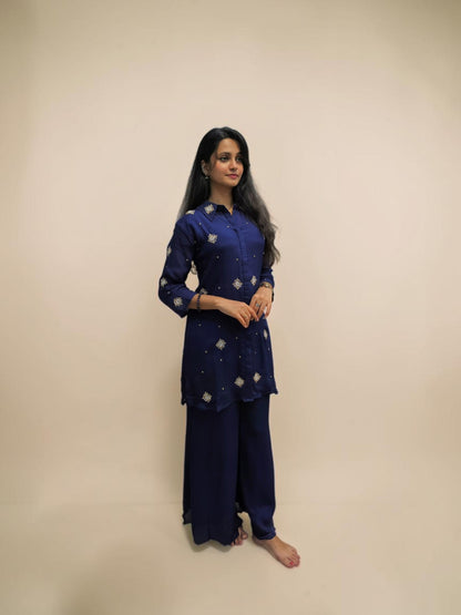 Elegant Handwork Cord Set - Navy Blue