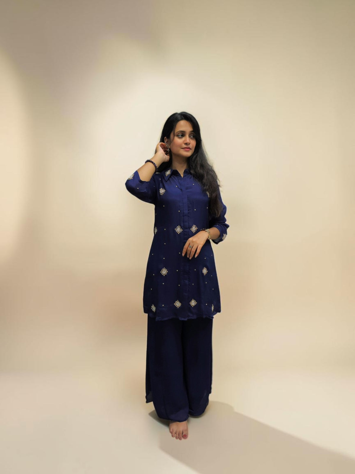 Elegant Handwork Cord Set - Navy Blue
