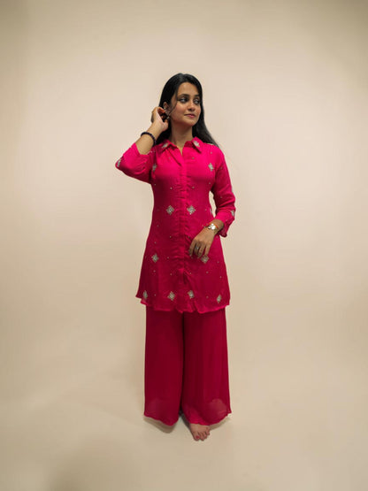 Elegant Handwork Cord Set - Fuchsia Pink