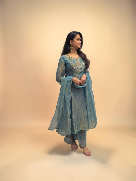 Alia Designer Blue Ethnic Suit with Dupatta