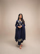 Designer Navy Blue Embroidered Cotton Kurta Set