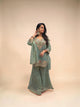 Designer Sage Green Handwork Bustier Palazzo Set