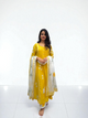 Embroidery mul-mul cotton kurta set - yellow